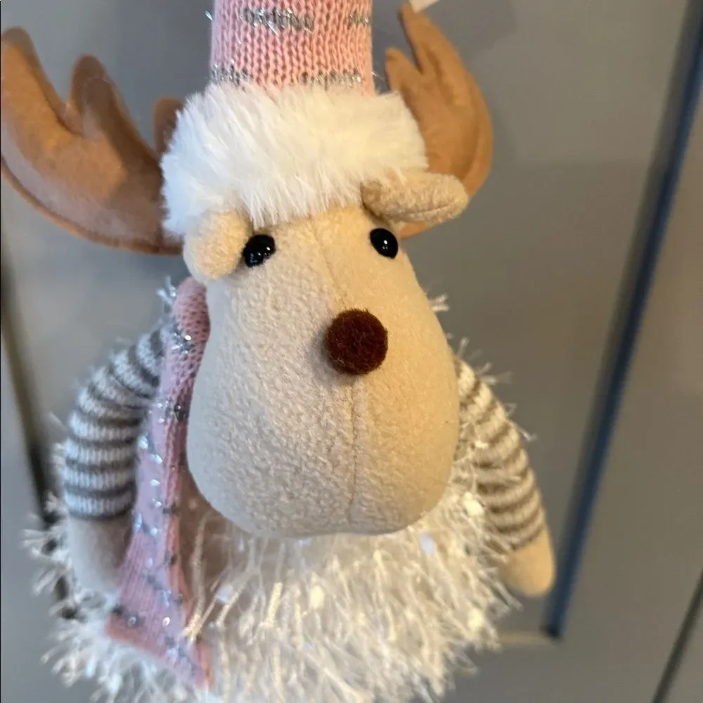 Nordstrom Pink and White Holiday Moose Decor